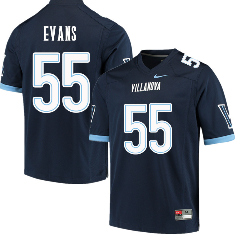 Men #55 Ben Evans Villanova Wildcats College Football Jerseys Sale-Navy
